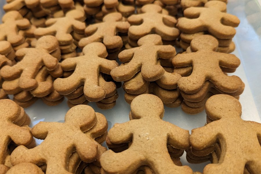Gingerbread biscuits in a box.
